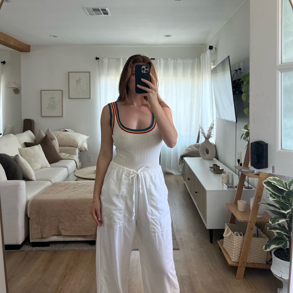 Revolve Scoop Neck Rainbow Bodysuit